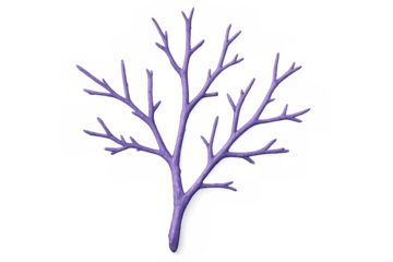 Purple tree branch symbolizing growth and new beginnings, isolated on a transparent background, perfect for nature-themed projects
