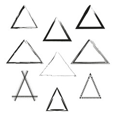 Triangle stack icon. Geometric balance symbol. Black triangle set. Vector illustration.