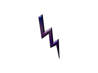 3D Gradient Lightning Bolt Icon on PNG Background