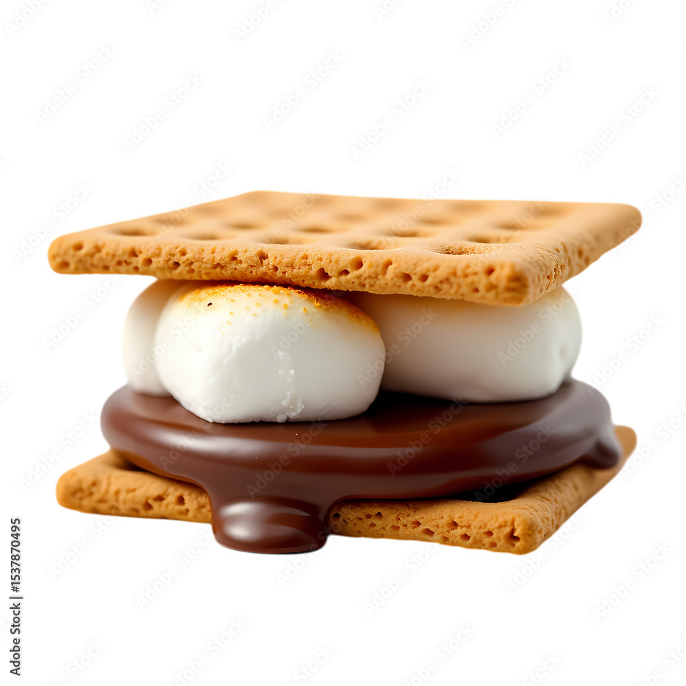 Aufkleber a close up of a single s'more with graham crackers and chocolate isolated on transparent background