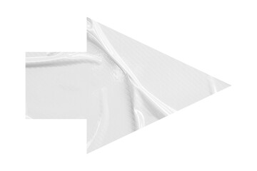 White crumpled paper arrow isolated on transparent background