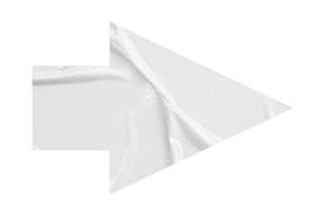 White crumpled paper arrow isolated on transparent background