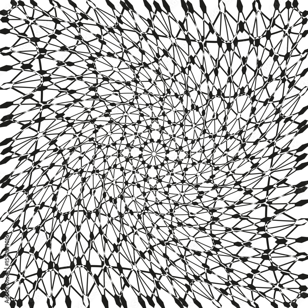 Poster triangle spiral figure. abstract white pattern. radial motion vector. geometric swirl shape.