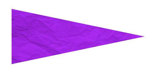 Purple crumpled paper arrow isolated on transparent background