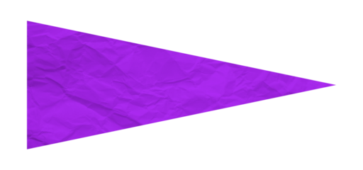 Purple crumpled paper arrow isolated on transparent background