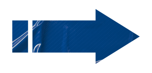 Blue crumpled paper arrow isolated on transparent background