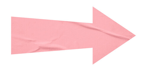 Pink crumpled paper arrow isolated on transparent background