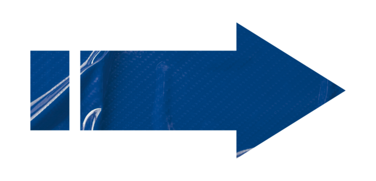 Blue crumpled paper arrow isolated on transparent background - Powered by Adobe