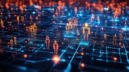 Global Network Connectivity Digital Humans Illustrating Worldwide Communication Technology and Interconnection, silhouette
