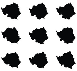 Romania map black silhouette vector style with white background