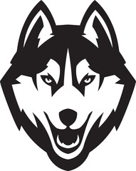 A striking black and white vector illustration of a wild wolf head, ideal for a fierce mascot, tattoo, or tribal art design