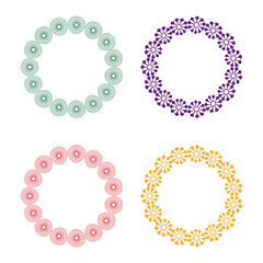 Pastel bead wreath. Color circle ring. Ornament frame icon. Vector round shape.