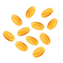 Obraz premium Falling gold coins animation isolated on transparent background