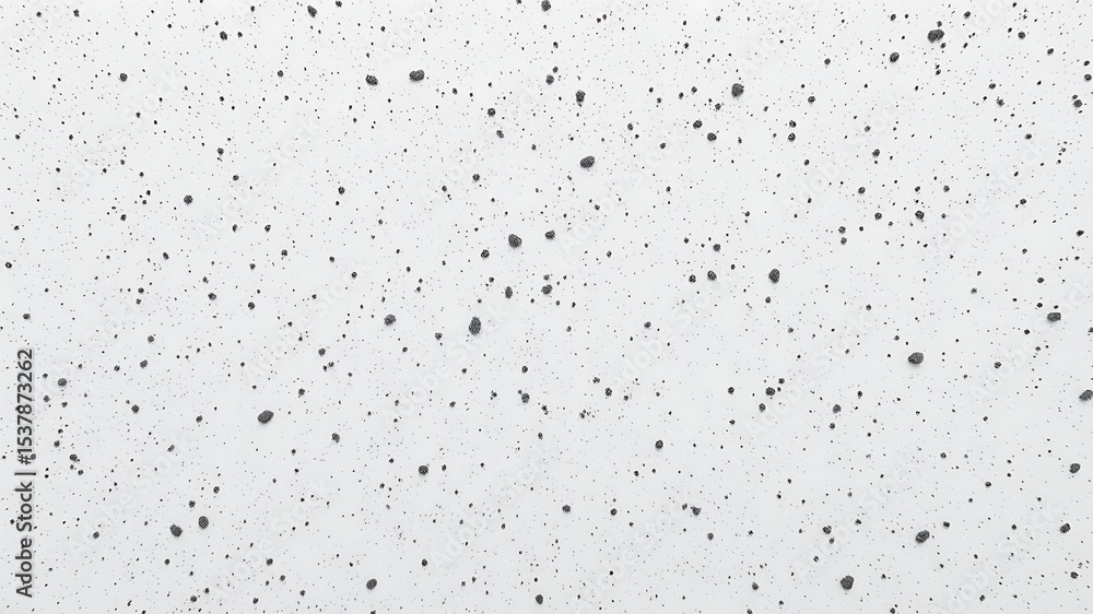 Poster minimalist white background with scattered dark gray specks for abstract design and textures