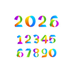 Rainbow Number Font Colorful 2026 Digit Design