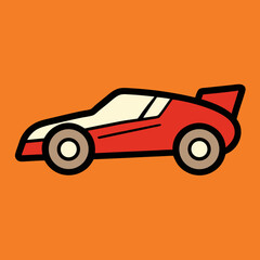 Obraz premium Red sports car cartoon illustration side view
