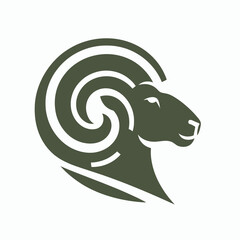 Naklejka premium Ram Head Silhouette Vector Logo Design