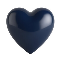 Fototapeta premium A shiny dark blue heart shape on a plain view isolated on transparent background