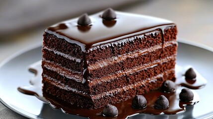 Indulge in this decadent chocolate cake a rich layered dessert drizzled with luscious ganache and chocolate shavings perfect for celebrations or a sweet treat, silhouette