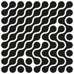 Wavy line pattern. Curved stripe design. Vector wave texture. Black white contrast.