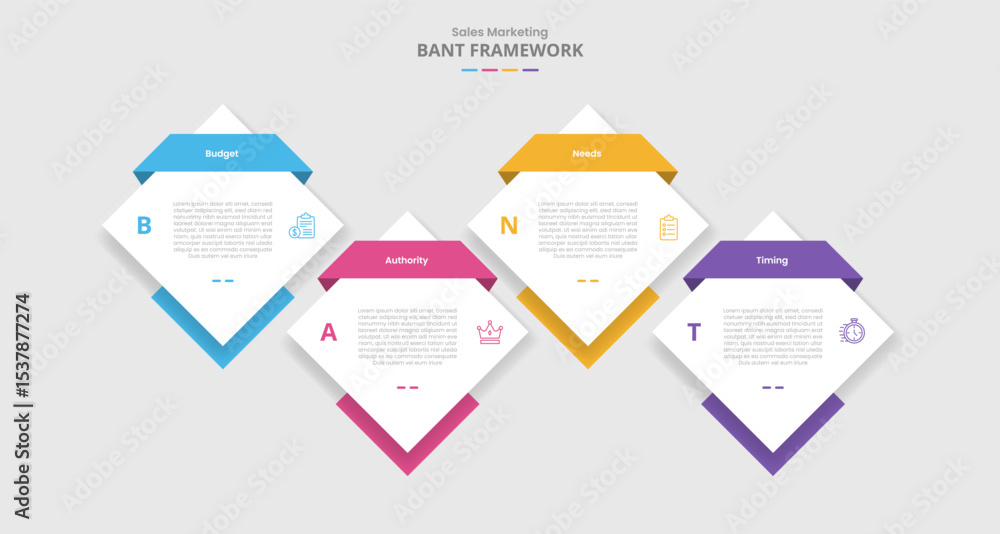 Poster bant framework for infographic with drop shadow style with diamond up and down on timeline horizonta