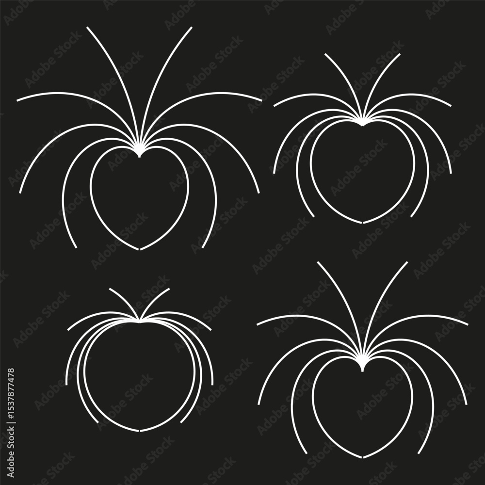 Poster abstract heart line art. curved flowing shapes. vector outline design. black white pattern.
