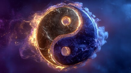 Yin and Yang Fire and Water Symbol