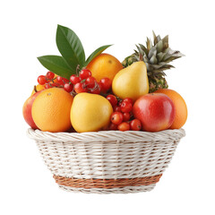 Colorful tropical fruit basket with pineapple