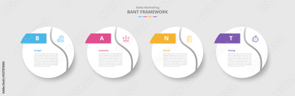 Poster bant framework for infographic with drop shadow style with big circle swirl curve slice at edge with