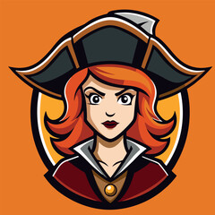 design logo icon character illustration mascot female pirate