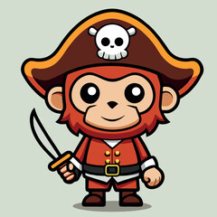 design logo icon character illustration mascot monkey pirate