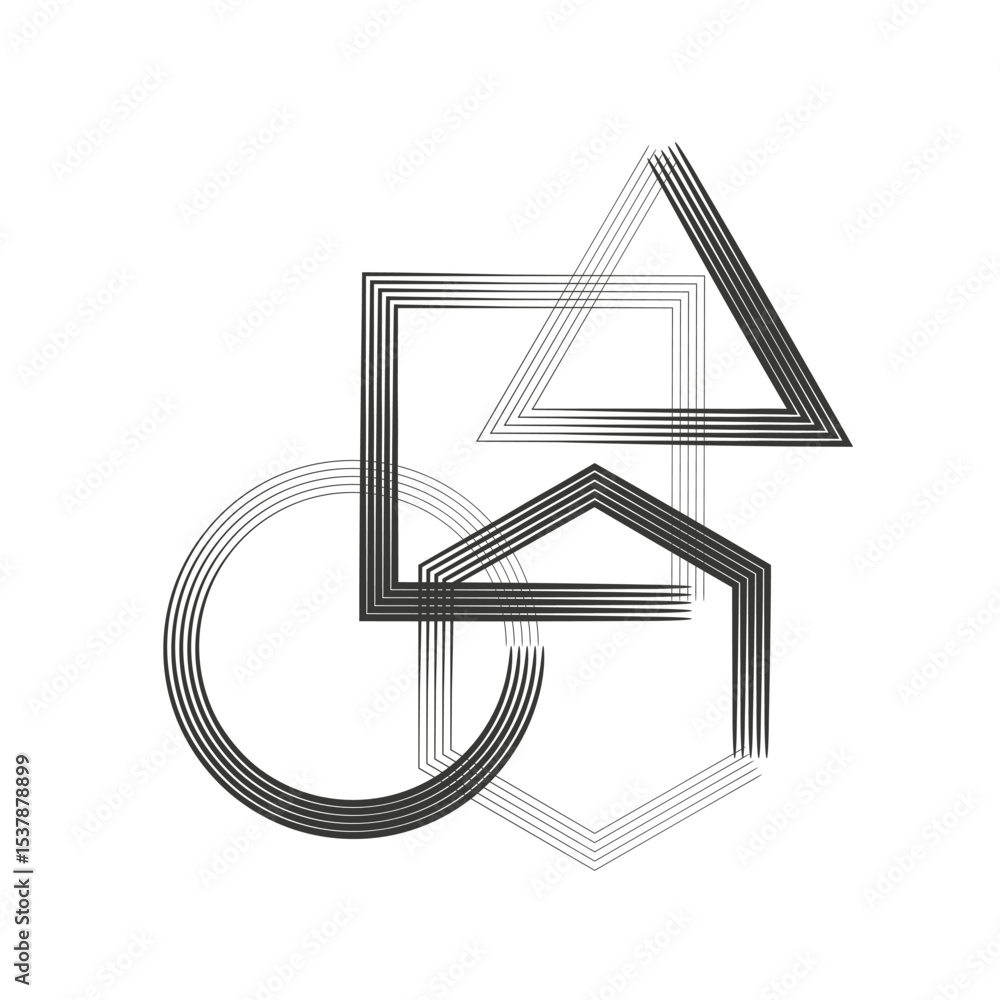 Aufkleber geometric shape icon. triangle circle square. abstract contour figure. vector modern form.