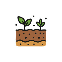 Simple illustration of two young plants growing from soil.