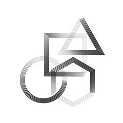 Geometric shape icon. Triangle circle square. Abstract contour figure. Vector modern form.