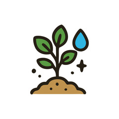 A young plant seedling thrives, watered and nurtured in rich soil.