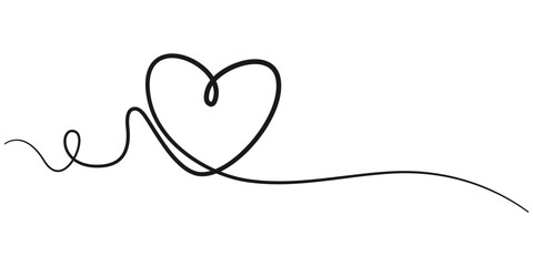 Heart shape outline, Continuous line icon, Hand drawn doodle heart. Stroke is editable so you can make it thin or thicker. Continuous seamless line art drawing, Continuous line drawing of heart