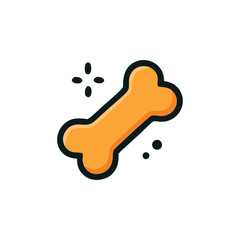 Simple, cartoonish illustration of an orange dog bone against a white background.