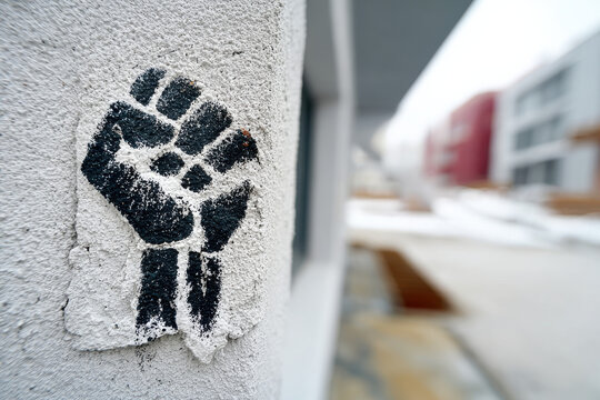 Raised Fist, Stencil Graffiti