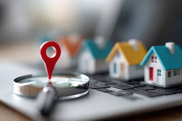 Online housing search visual symbolizing digital property listings, rent offers, and virtual real estate platforms