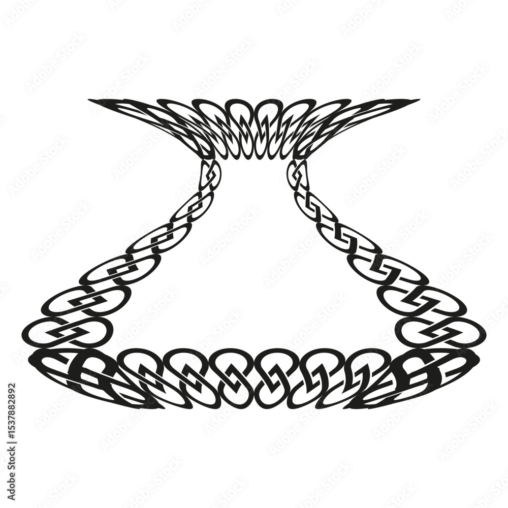 Poster abstract vase form. circular shape buildup. black ring structure. vector symmetry.