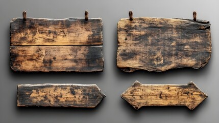 Rustic wooden signs collection old wood planks hanging signage direction arrows for decoration design 100