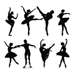 ballet dancer silhouette set, Black & White silhouette set