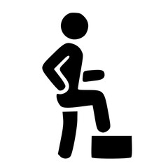 Simple Silhouette Person Stepping Up on Block Icon Illustration Graphic