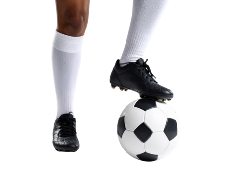 Dynamic Close Up of Soccer Player with Foot on Ball