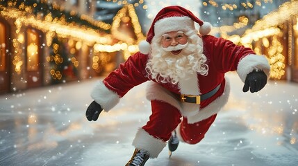 Christmas santa claus ice skating winter holiday festive celebration joy cheerful happiness season