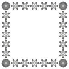 Floral border frame. Decorative blossom edge. Square flower outline. Vector ornate border.