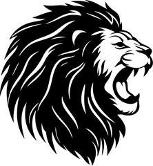 Roaring Lion Head Illustration Exudes Power Strength and Ferocity Perfect Emblem for Sport Teams or Bold Branding Ventures