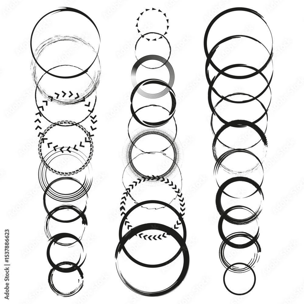 Poster stretch ring shapes. loop spiral icon. vector circular symbols. abstract black outlines.