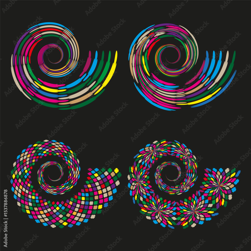 Aufkleber bright spiral design. rainbow vortex shape. colorful rotation form. vector abstract swirl.