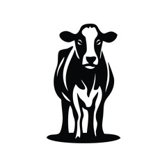 standing black and white cow silhouette icon